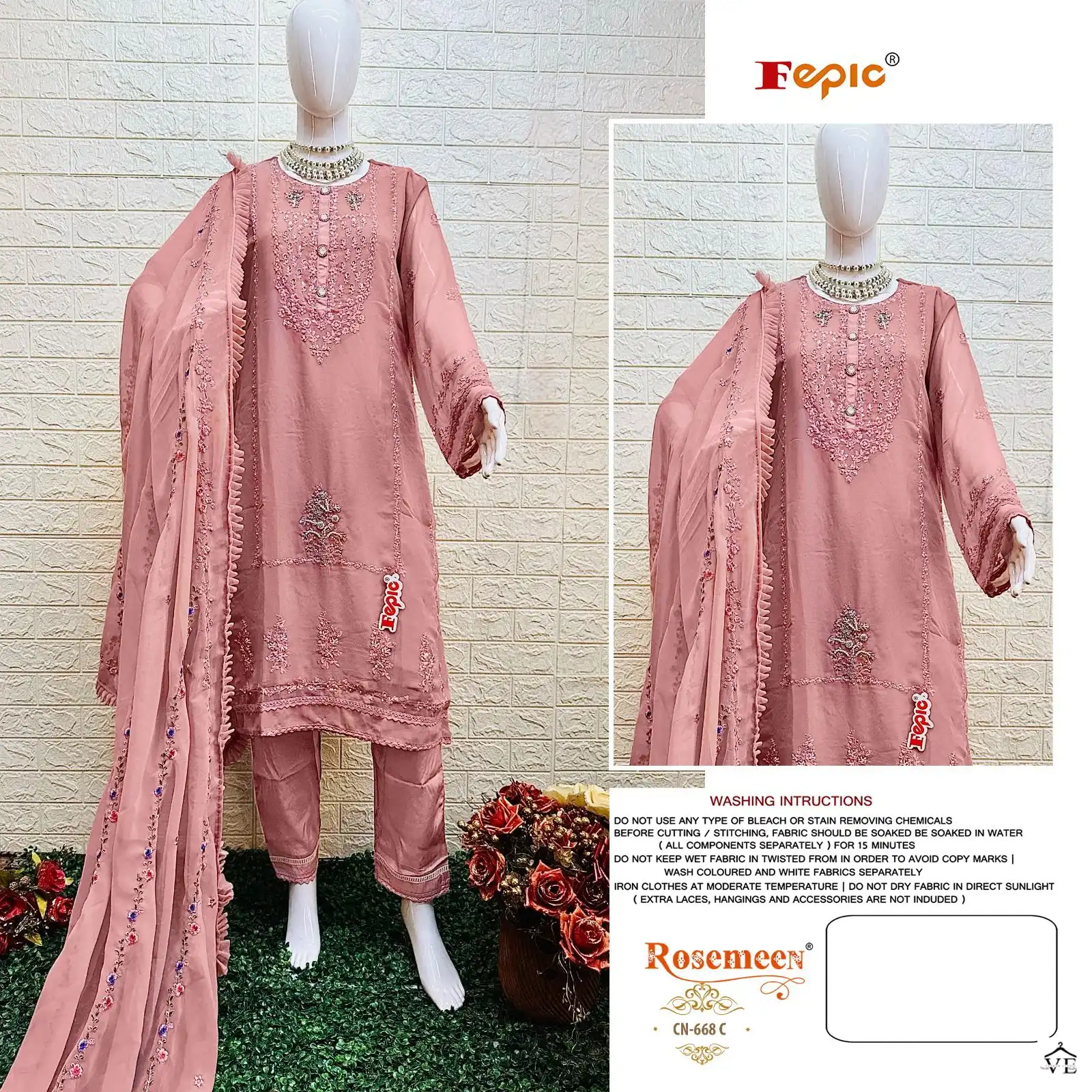 Fepic CN-668 Georgette Wholesale Readymade Pakistani Suits Catalog — Wholesale Salwar Suits, MPA wholesale from Surat - Gallery Image 3