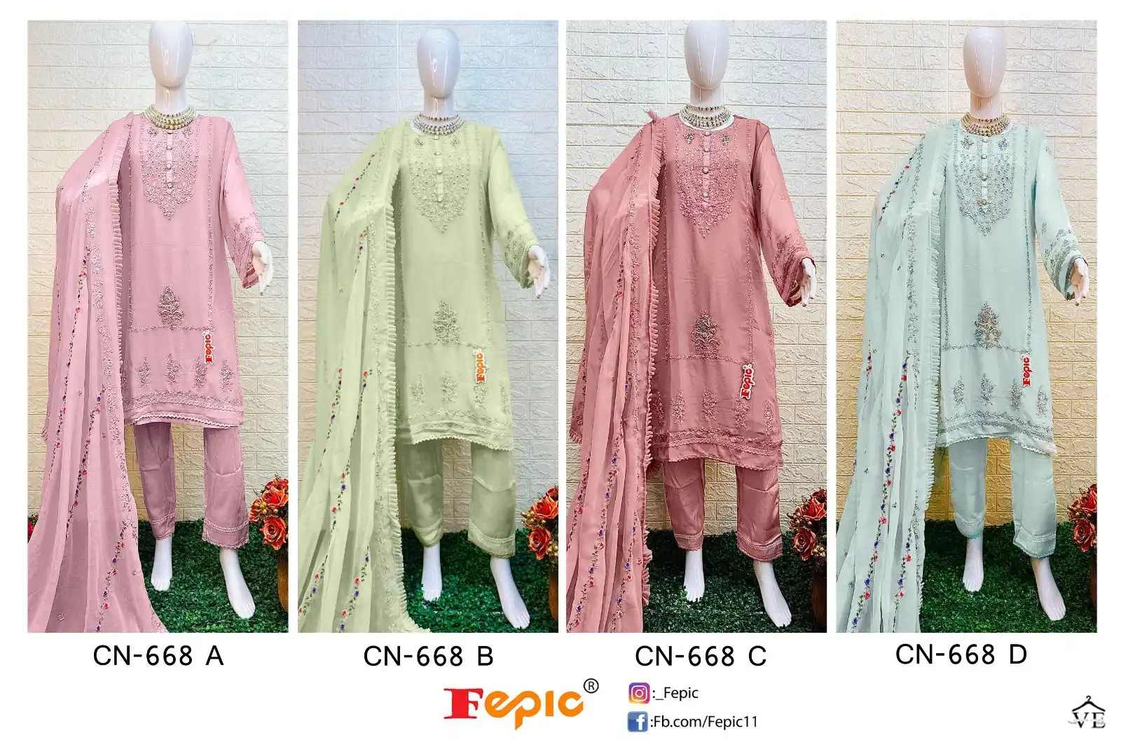 Fepic CN-668 Georgette Wholesale Readymade Pakistani Suits Catalog — Wholesale Salwar Suits, MPA wholesale from Surat — view 5
