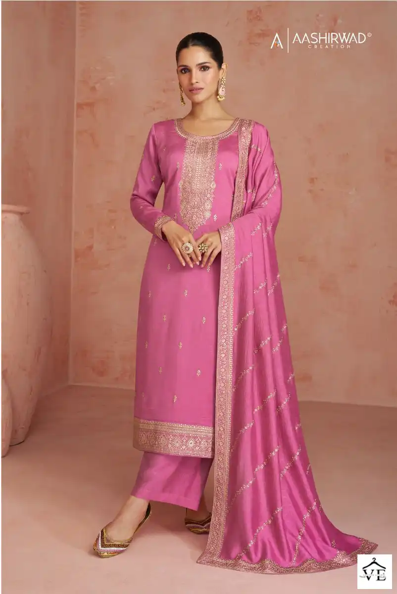 Aashirwad Coco Premium Silk Wholesale Designer Salwar Suit Catalog — Wholesale Salwar Suits, Aashirwad Creation wholesale from Surat - Gallery Image 3