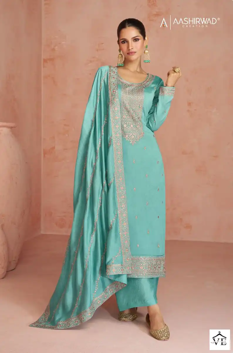 Aashirwad Coco Premium Silk Wholesale Designer Salwar Suit Catalog — Wholesale Salwar Suits, Aashirwad Creation wholesale from Surat - Gallery Image 5