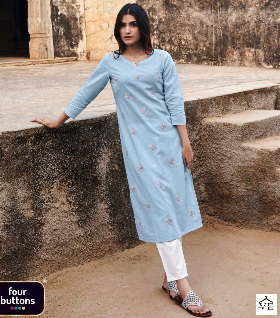 Four Buttons Colors Vol 15 Rayon Wholesale Kurtis Catalog — Wholesale Kurtis, MPA wholesale from Surat — view 1