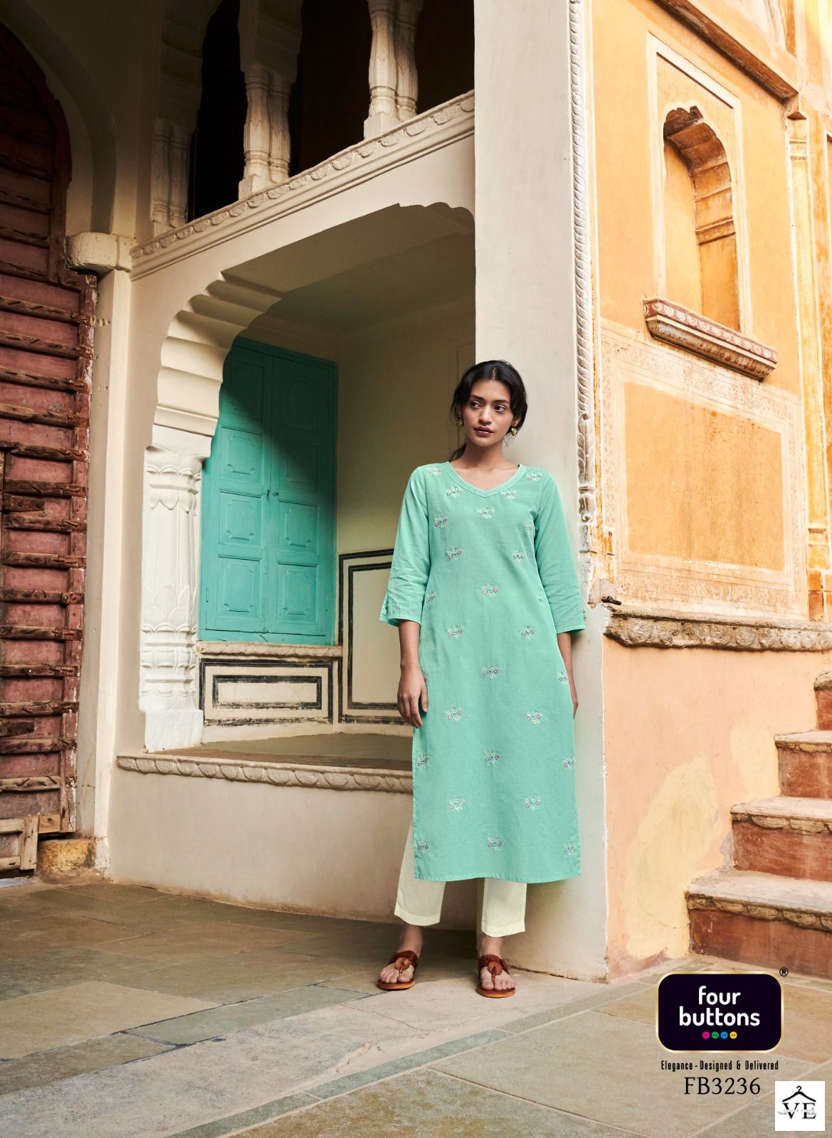 Four Buttons Colors Vol 15 Rayon Wholesale Kurtis Catalog — Wholesale Kurtis, MPA wholesale from Surat - Gallery Image 6