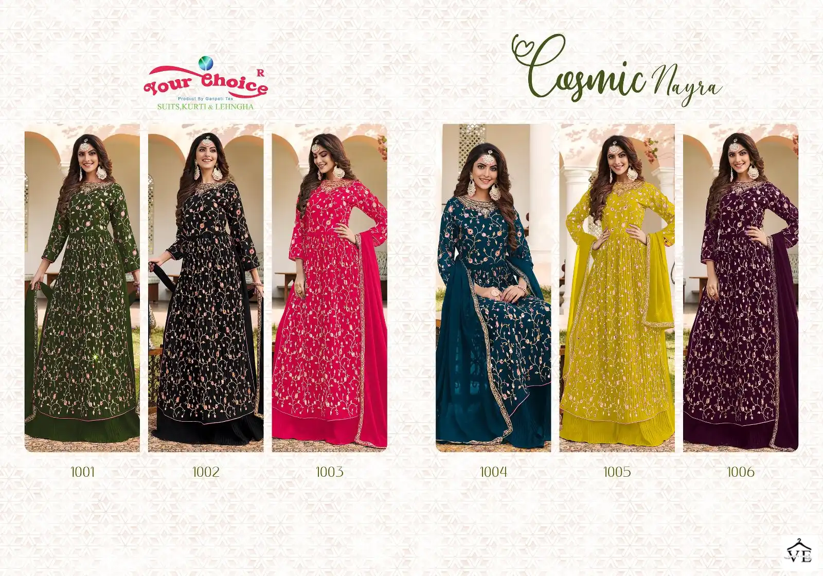 Your Choice Cosmic Blooming Georgette Wholesale Nyra Cut Designer Suits Catalog — Wholesale Salwar Suits, MPA wholesale from Surat — view 7
