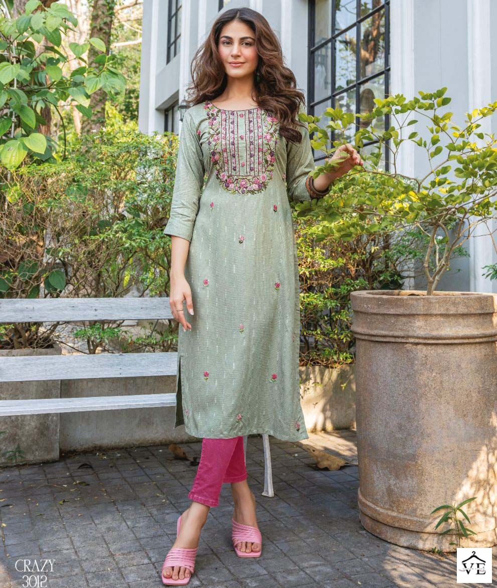 Anju Fabrics Crazy Vol 5 Rayon Wholesale Designer Kurtis Catalog — Wholesale Kurtis, MPA wholesale from Surat — view 1