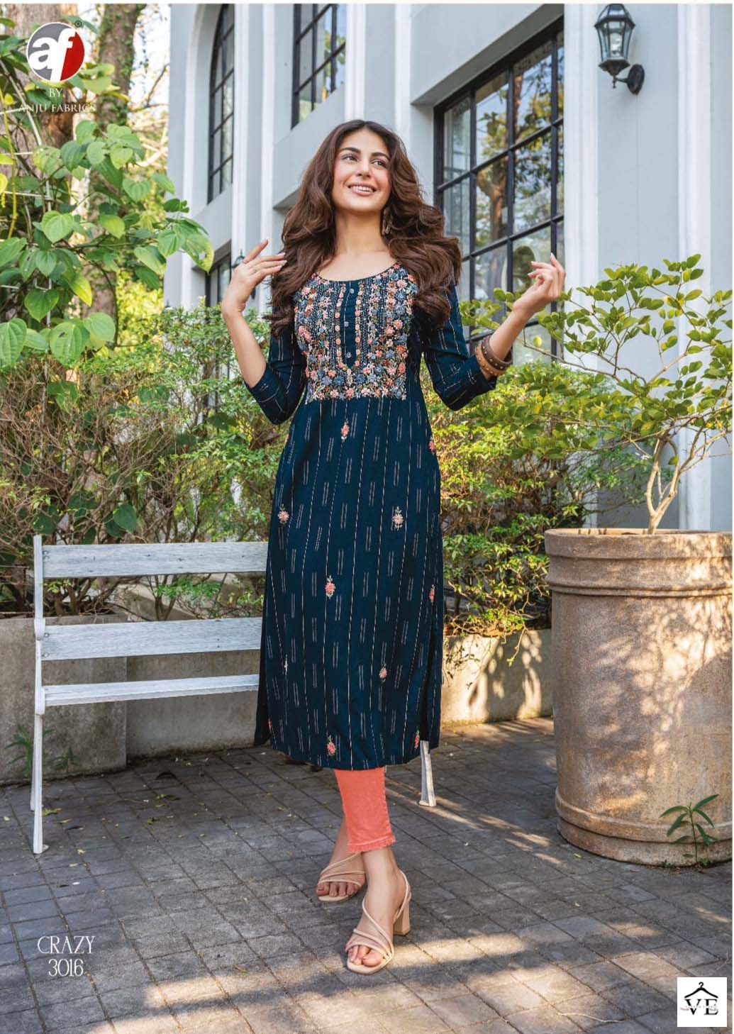 Anju Fabrics Crazy Vol 5 Rayon Wholesale Designer Kurtis Catalog — Wholesale Kurtis, MPA wholesale from Surat - Gallery Image 6