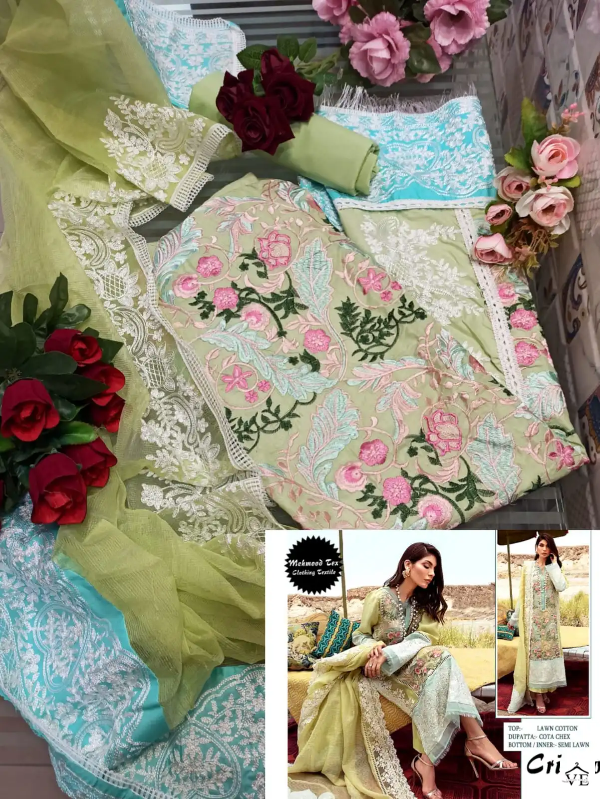 Mehmood Tex Crimson Cotton Wholesale Pakistani Suit — Wholesale Salwar Suits, MPA wholesale from Surat - Gallery Image 2