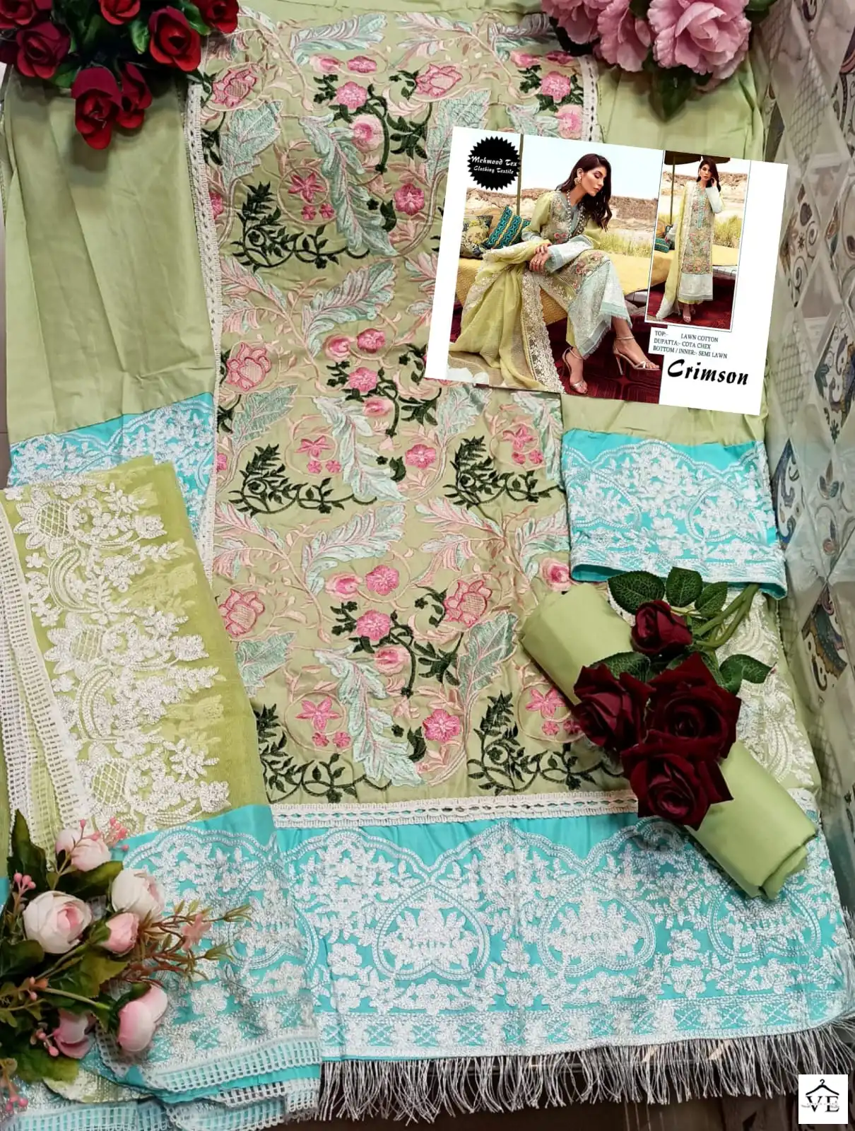 Mehmood Tex Crimson Cotton Wholesale Pakistani Suit — Wholesale Salwar Suits, MPA wholesale from Surat - Gallery Image 3