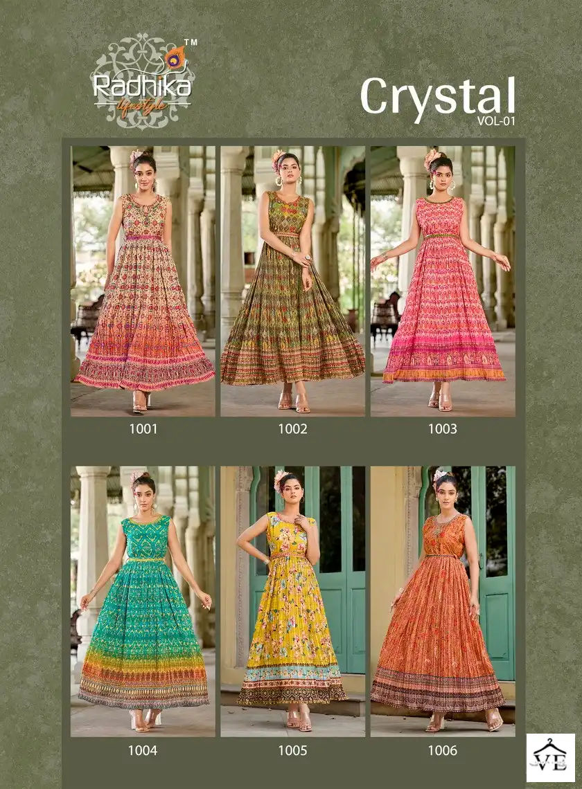 Radhika Crystal Vol 1 Georgette Wholesale Designer Gowns Catalog — Wholesale Kurtis, MPA wholesale from Surat — view 7
