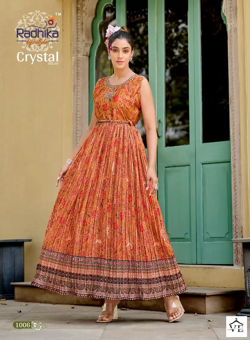 Radhika Crystal Vol 1 Georgette Wholesale Designer Gowns Catalog — Wholesale Kurtis, MPA wholesale from Surat - Gallery Image 2