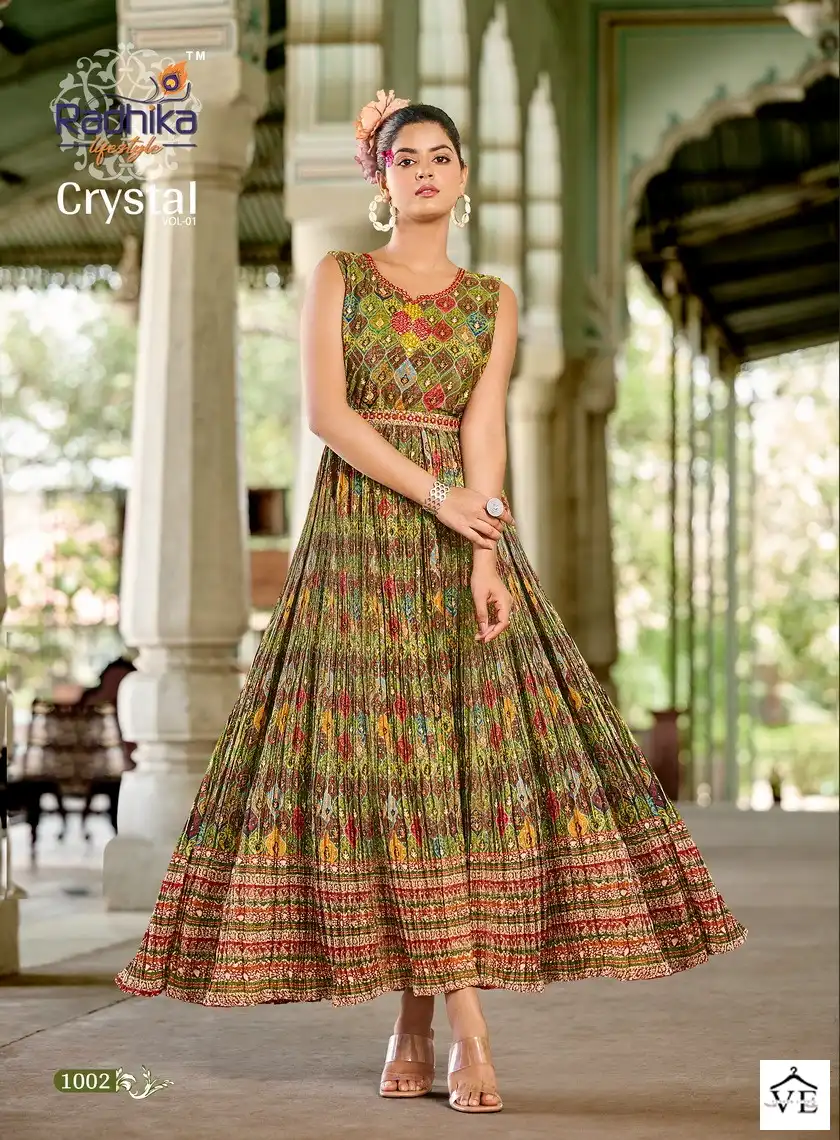 Radhika Crystal Vol 1 Georgette Wholesale Designer Gowns Catalog — Wholesale Kurtis, MPA wholesale from Surat - Gallery Image 3