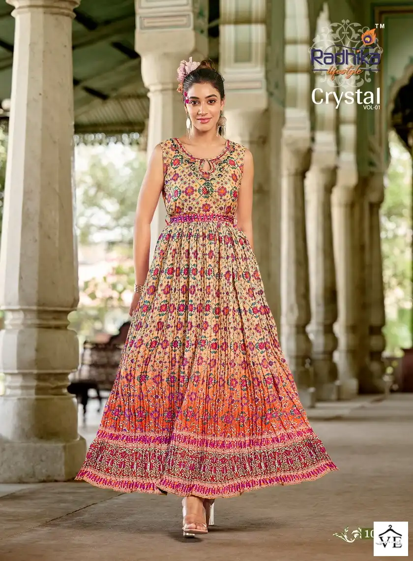 Radhika Crystal Vol 1 Georgette Wholesale Designer Gowns Catalog — Wholesale Kurtis, MPA wholesale from Surat - Gallery Image 4