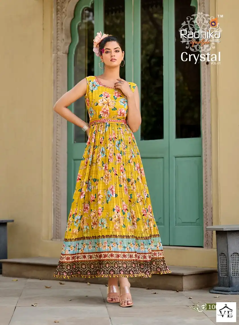Radhika Crystal Vol 1 Georgette Wholesale Designer Gowns Catalog — Wholesale Kurtis, MPA wholesale from Surat - Gallery Image 5