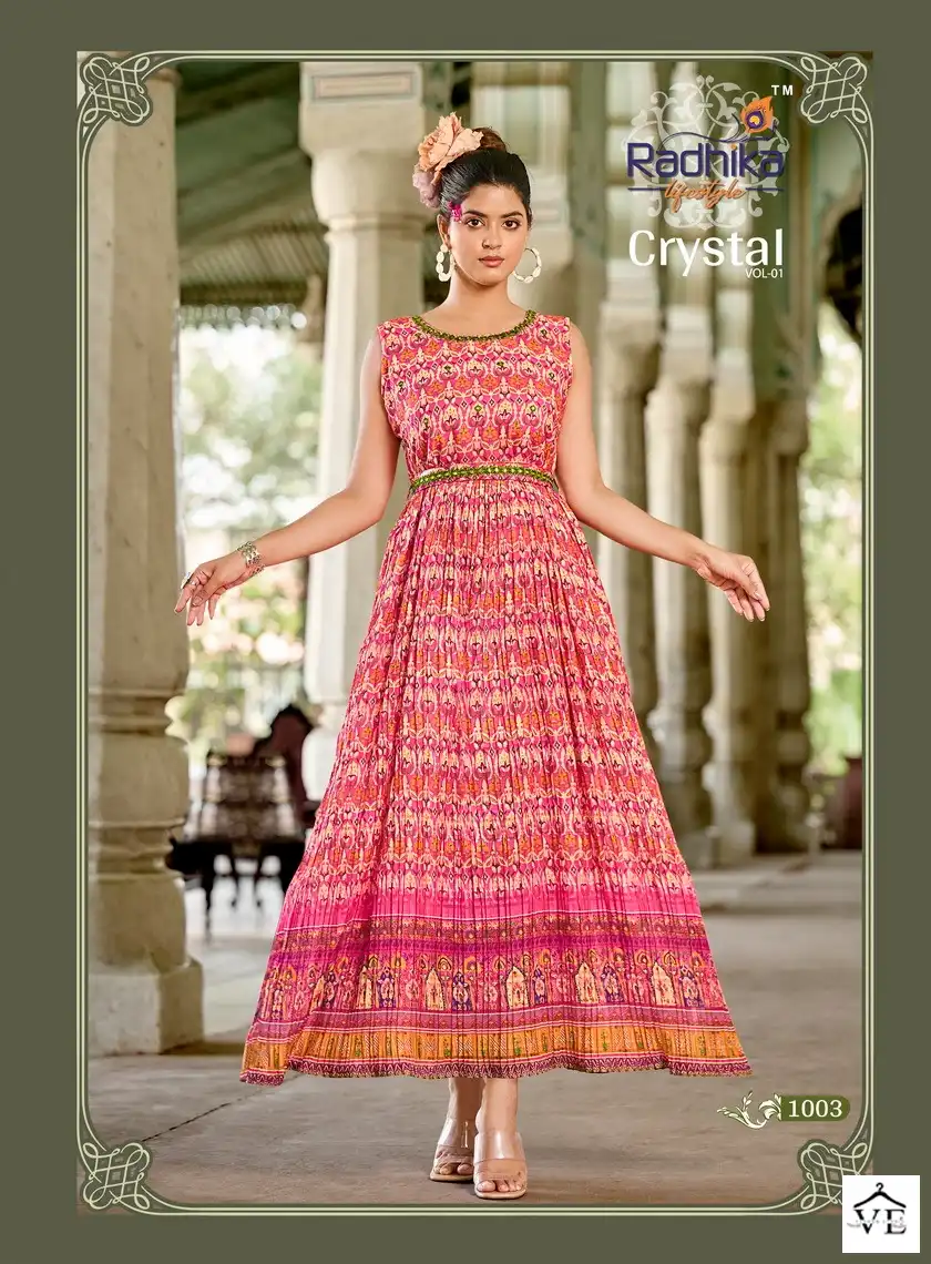 Radhika Crystal Vol 1 Georgette Wholesale Designer Gowns Catalog — Wholesale Kurtis, MPA wholesale from Surat - Gallery Image 6