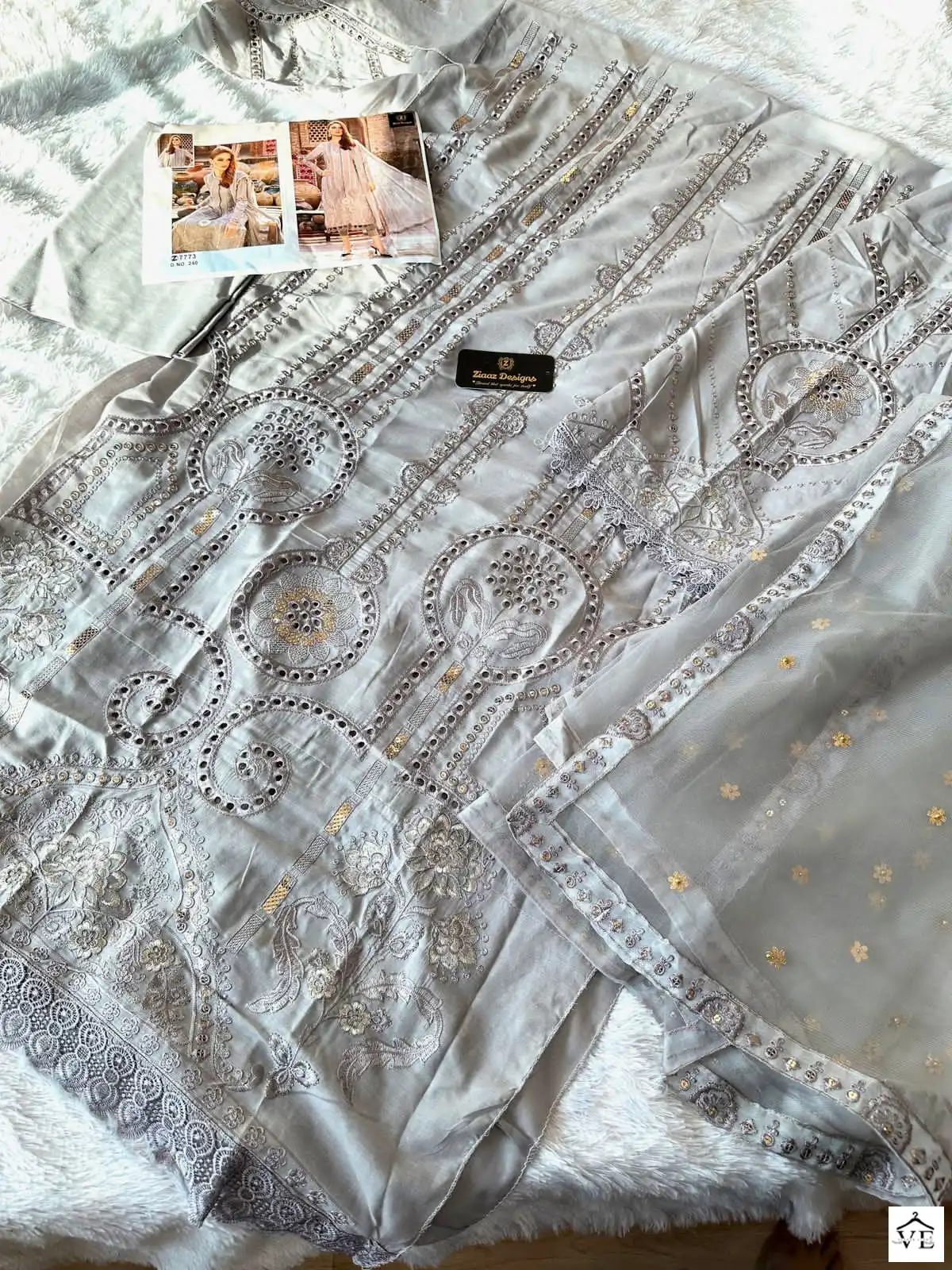 Ziaaz Codes 237-240 Cambric Cotton Wholesale Pakistani Suit Catalog — Wholesale Salwar Suits, MPA wholesale from Surat — view 12