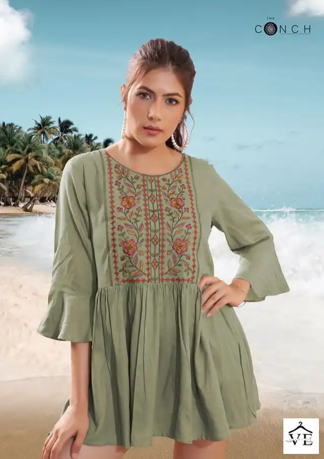 Conch Compass Vol-10 Heavy 14Kg Rayon Wholesale Tunics Catalog — Wholesale Kurtis, MPA wholesale from Surat - Gallery Image 5