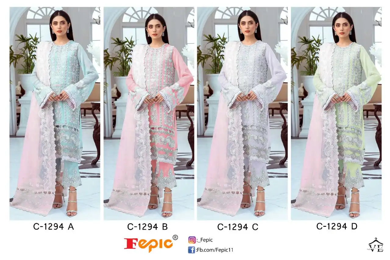 Fepic D-1294 Faux Georgette Wholesale Pakistani Suit Catalog — Wholesale Salwar Suits, MPA wholesale from Surat — view 9