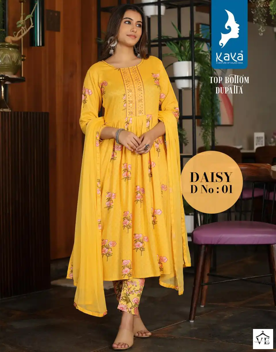 Kaya Daisy Rayon Wholesale Readymade Suits Catalog — Wholesale Salwar Suits, MPA wholesale from Surat — view 1