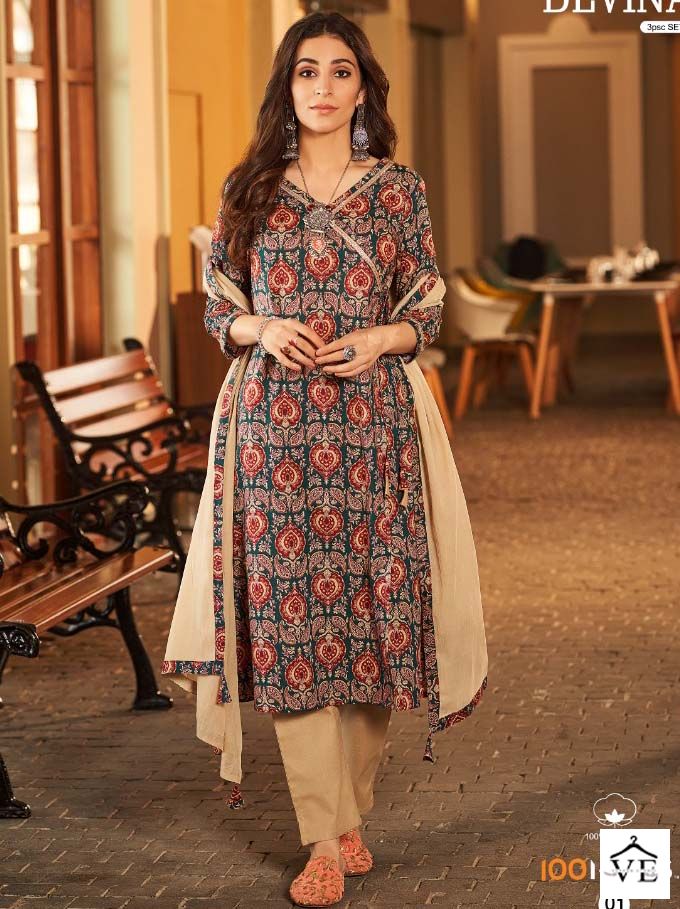 100 Miles Devina Cotton Wholesale Readymade Salwar Suit Catalog — Wholesale Salwar Suits, MPA wholesale from Surat — view 1