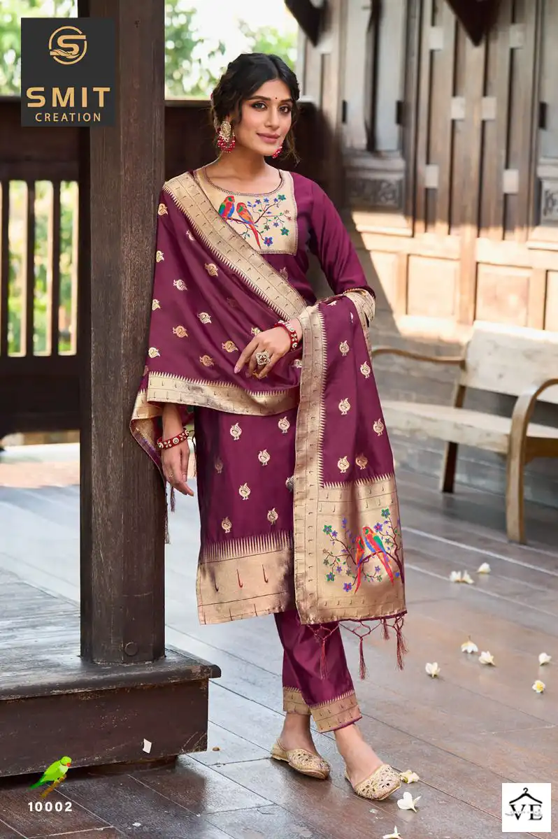 Poonam Designer Dilnur Pure Tapela Silk Wholesale Paithani Readymade Suits Catalog — Wholesale Salwar Suits, MPA wholesale from Surat - Gallery Image 2