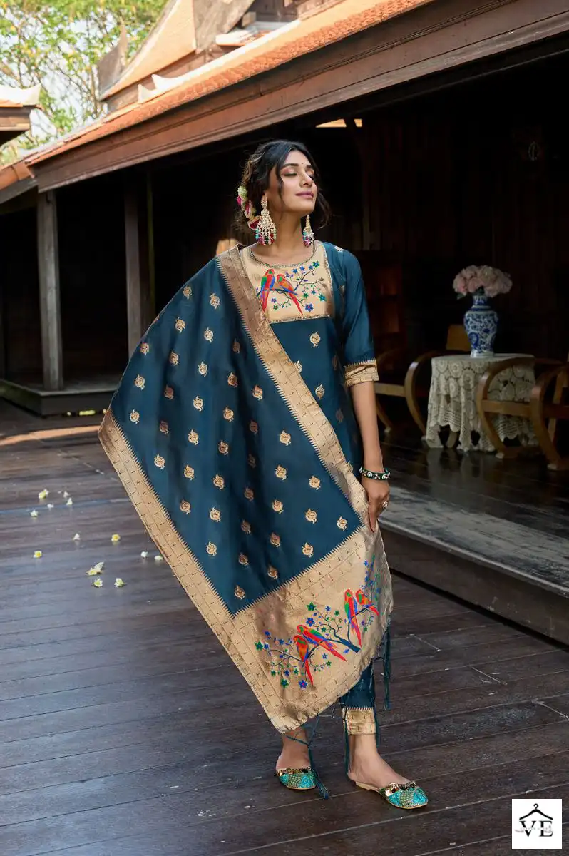 Poonam Designer Dilnur Pure Tapela Silk Wholesale Paithani Readymade Suits Catalog — Wholesale Salwar Suits, MPA wholesale from Surat - Gallery Image 5