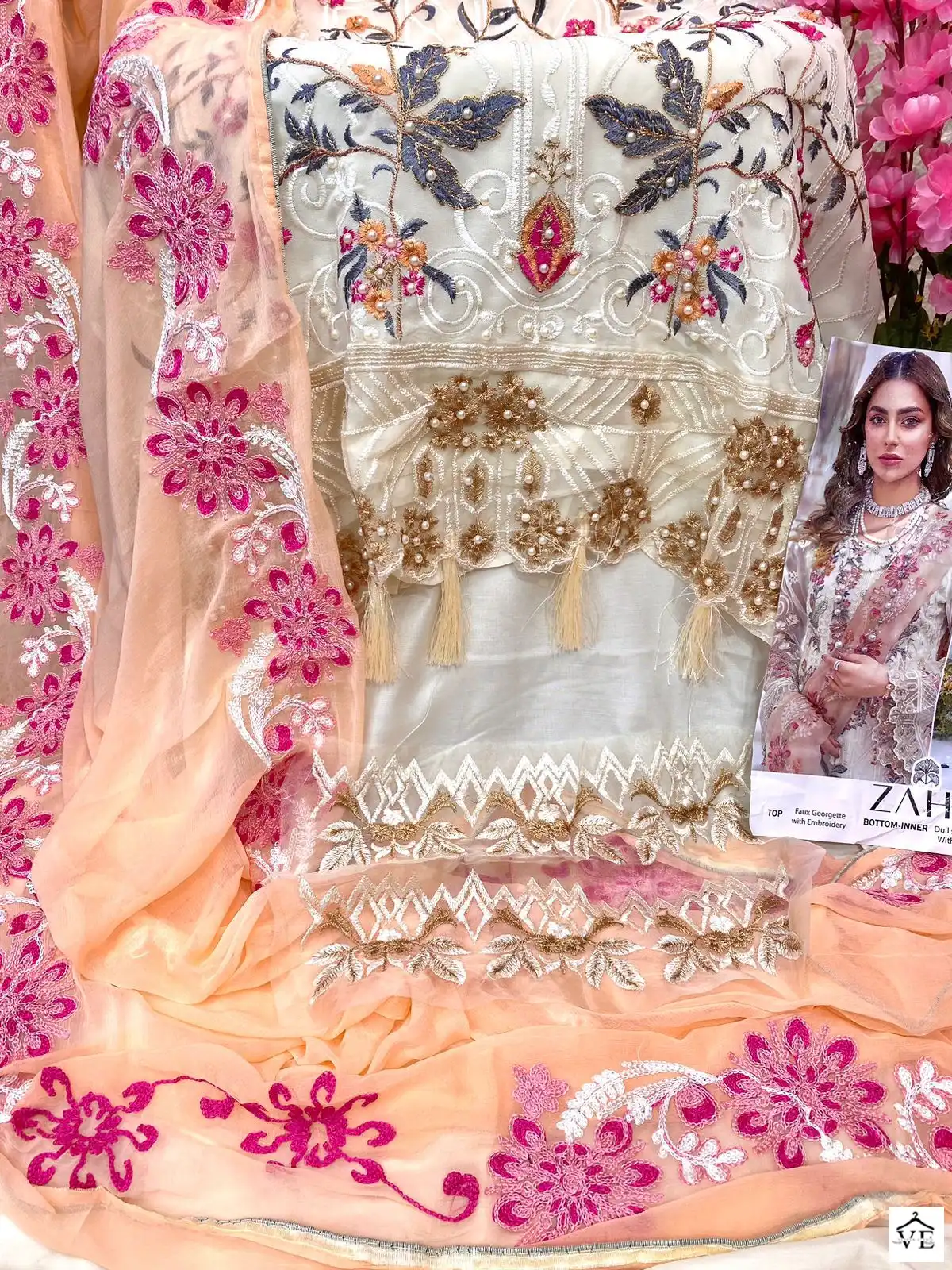 Zaha Dno 10013 Georgette Wholesale Pakistani Suit — Wholesale Salwar Suits, MPA wholesale from Surat — view 8