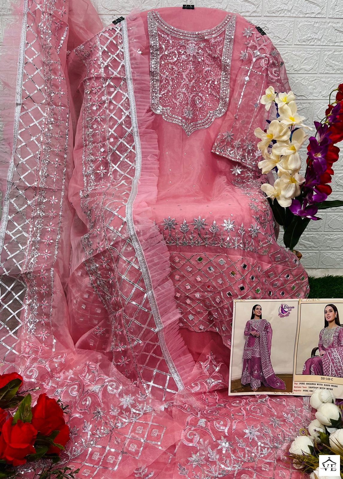Dinsaa 149 Organza Wholesale Pakistani Salwar Suit Catalog — Wholesale Salwar Suits, MPA wholesale from Surat - Gallery Image 9