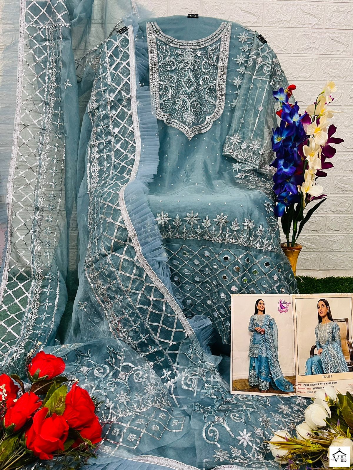 Dinsaa 149 Organza Wholesale Pakistani Salwar Suit Catalog — Wholesale Salwar Suits, MPA wholesale from Surat - Gallery Image 7
