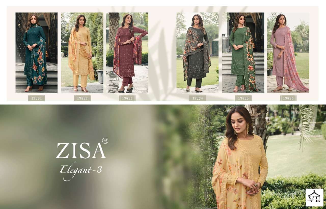 Zisa Elegant Vol 3 Georgette Wholesale Designer Salwar Suit Catalog — Wholesale Salwar Suits, MPA wholesale from Surat — view 7