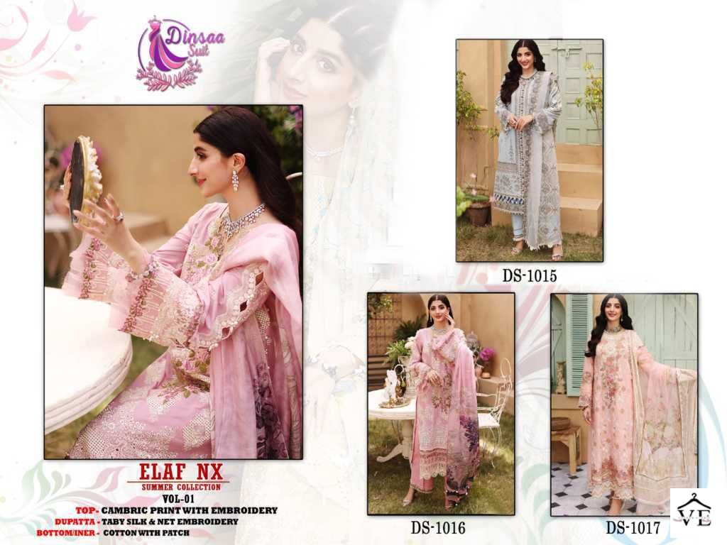 Dinsaa Elaf Summer Collection Vol 1 Nx Pure Cotton Wholesale Pakistani Salwar Suit Catalog - Image 4