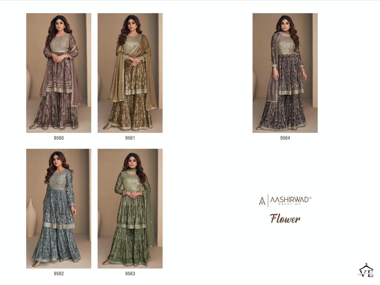 Aashirwad Flower Chinon Wholesale Designer Readymade Salwar Suit Catalog — Wholesale Salwar Suits, Aashirwad Creation wholesale from Surat — view 6