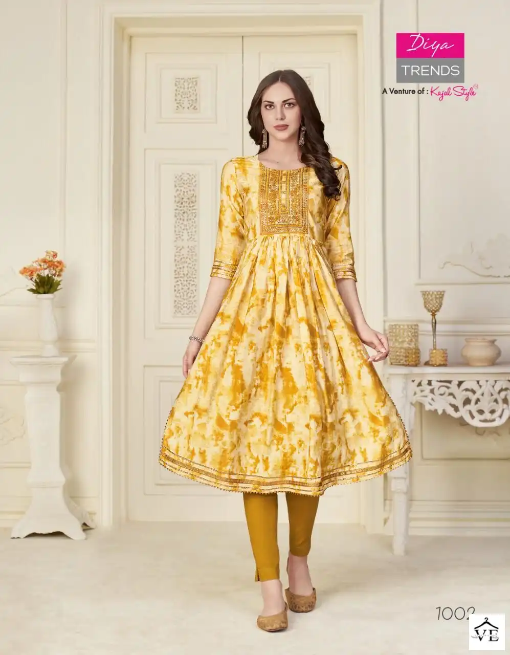 Diya Trends Fashion Samora Vol 1 Chanderi Wholesale Naira Cut Kurti Pant Catalog — Wholesale Kurtis, Diya Trends wholesale from Surat - Gallery Image 10