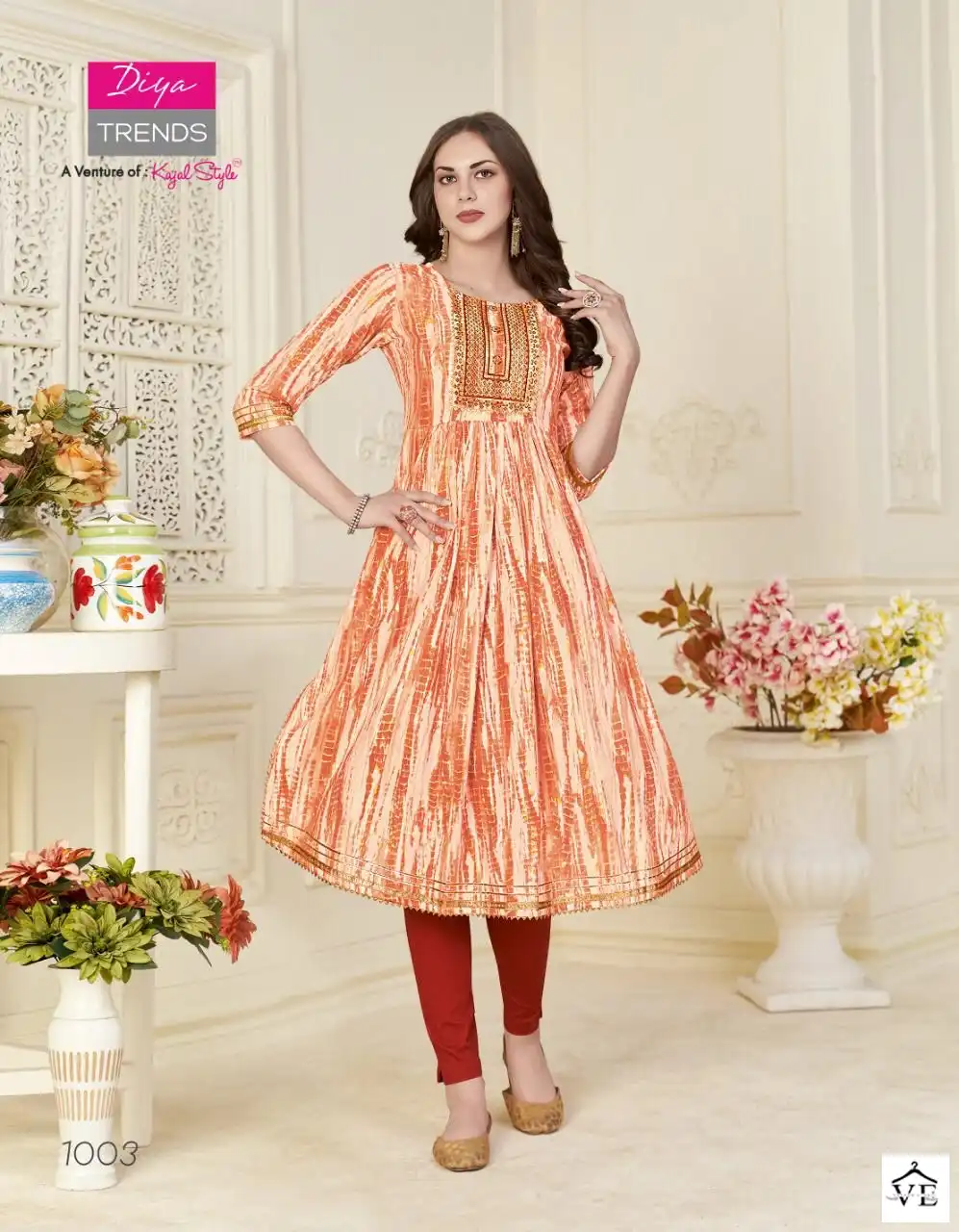 Diya Trends Fashion Samora Vol 1 Chanderi Wholesale Naira Cut Kurti Pant Catalog — Wholesale Kurtis, Diya Trends wholesale from Surat - Gallery Image 9