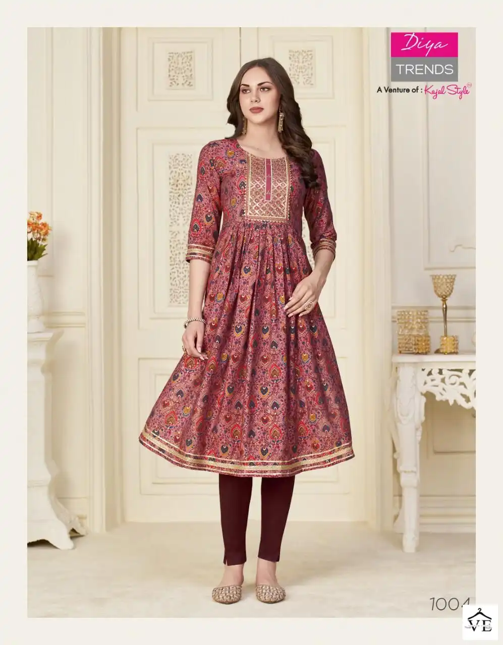 Diya Trends Fashion Samora Vol 1 Chanderi Wholesale Naira Cut Kurti Pant Catalog — Wholesale Kurtis, Diya Trends wholesale from Surat - Gallery Image 2