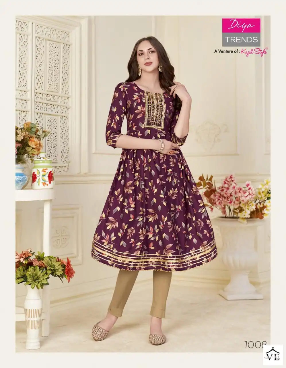 Diya Trends Fashion Samora Vol 1 Chanderi Wholesale Naira Cut Kurti Pant Catalog — Wholesale Kurtis, Diya Trends wholesale from Surat - Gallery Image 3