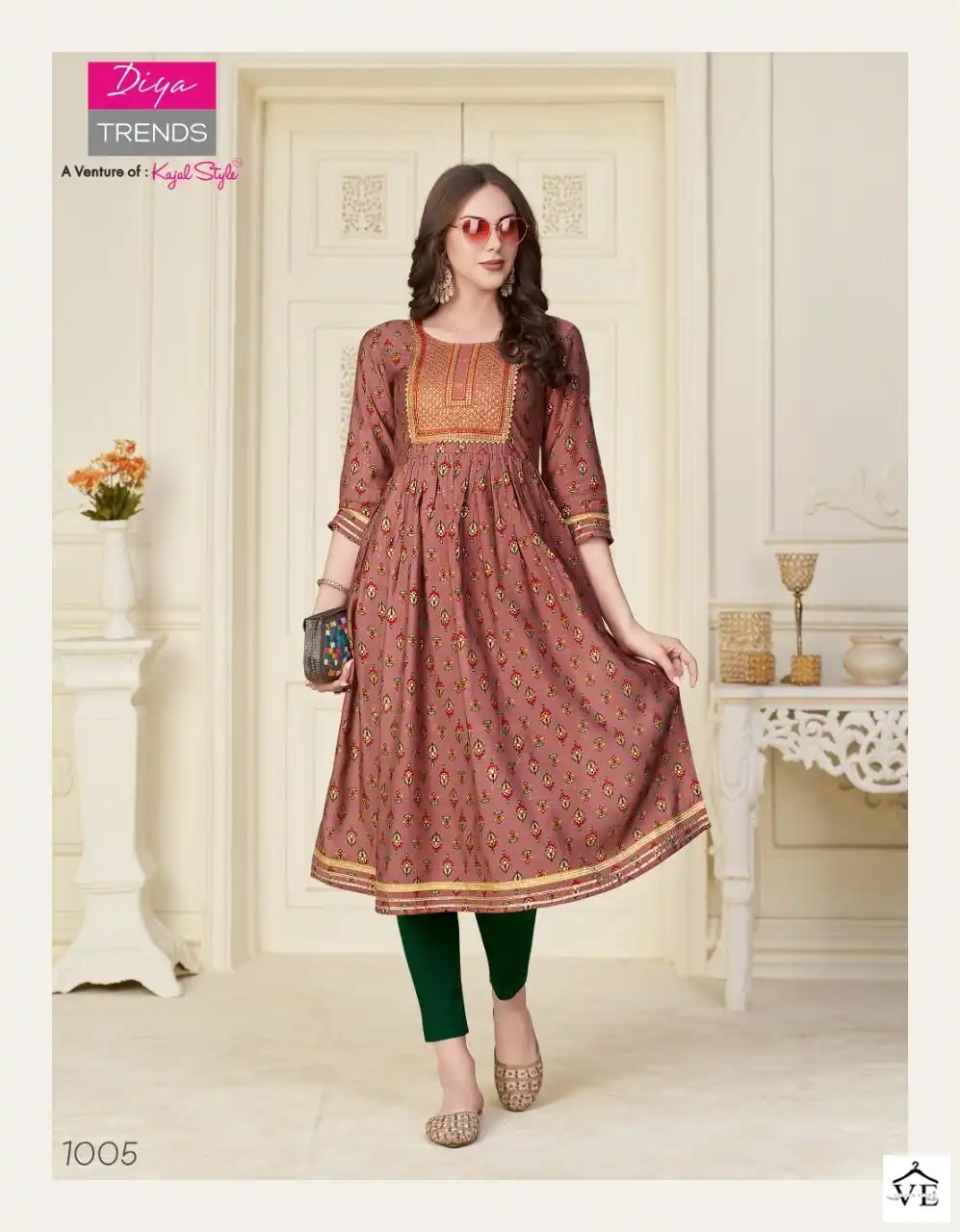 Diya Trends Fashion Samora Vol 1 Chanderi Wholesale Naira Cut Kurti Pant Catalog — Wholesale Kurtis, Diya Trends wholesale from Surat - Gallery Image 4