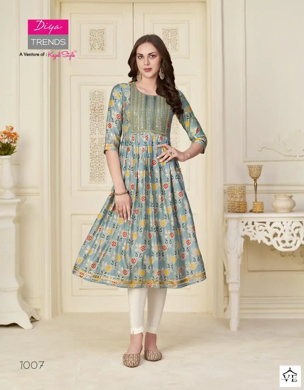 Diya Trends Fashion Samora Vol 1 Chanderi Wholesale Naira Cut Kurti Pant Catalog — Wholesale Kurtis, Diya Trends wholesale from Surat - Gallery Image 5