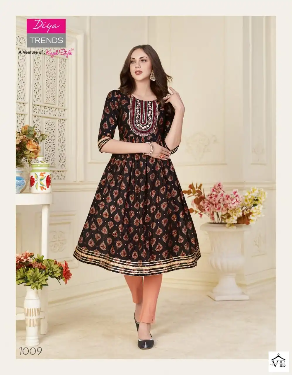 Diya Trends Fashion Samora Vol 1 Chanderi Wholesale Naira Cut Kurti Pant Catalog — Wholesale Kurtis, Diya Trends wholesale from Surat - Gallery Image 7