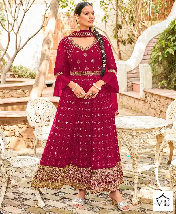 Radha Trendz Floral Georgette Wholesale Anarkali Salwar Suit Catalog — Wholesale Salwar Suits, MPA wholesale from Surat — view 1