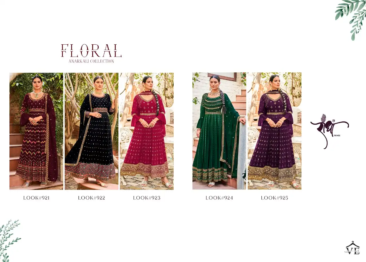 Radha Trendz Floral Georgette Wholesale Anarkali Salwar Suit Catalog — Wholesale Salwar Suits, MPA wholesale from Surat — view 6