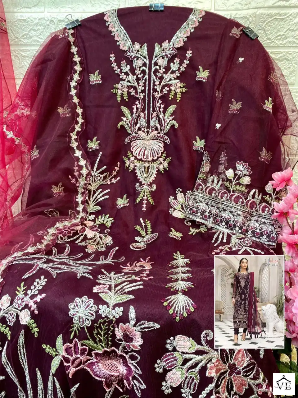 Elaf G-162 Butterfly Net Wholesale Pakistani Suit — Wholesale Salwar Suits, MPA wholesale from Surat — view 10