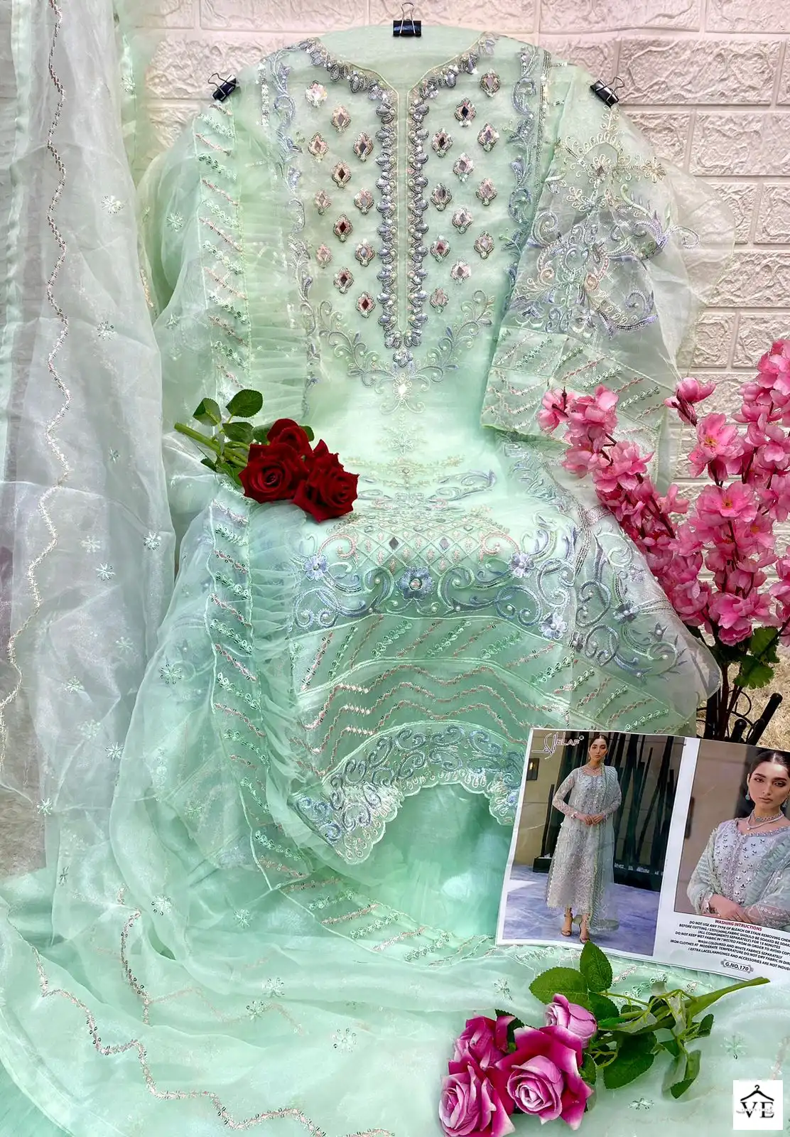 Elaf G-170 Organza Wholesale Pakistani Suit — Wholesale Salwar Suits, MPA wholesale from Surat - Gallery Image 2