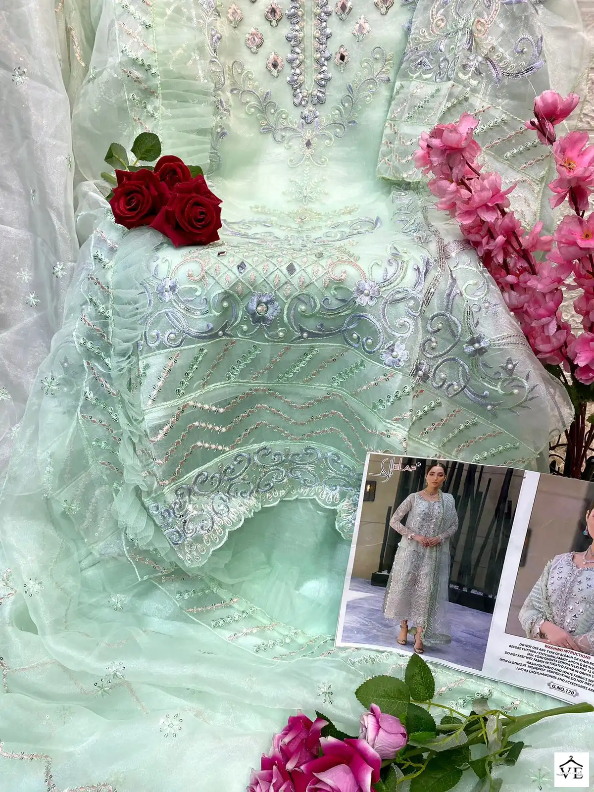 Elaf G-170 Organza Wholesale Pakistani Suit — Wholesale Salwar Suits, MPA wholesale from Surat — view 5