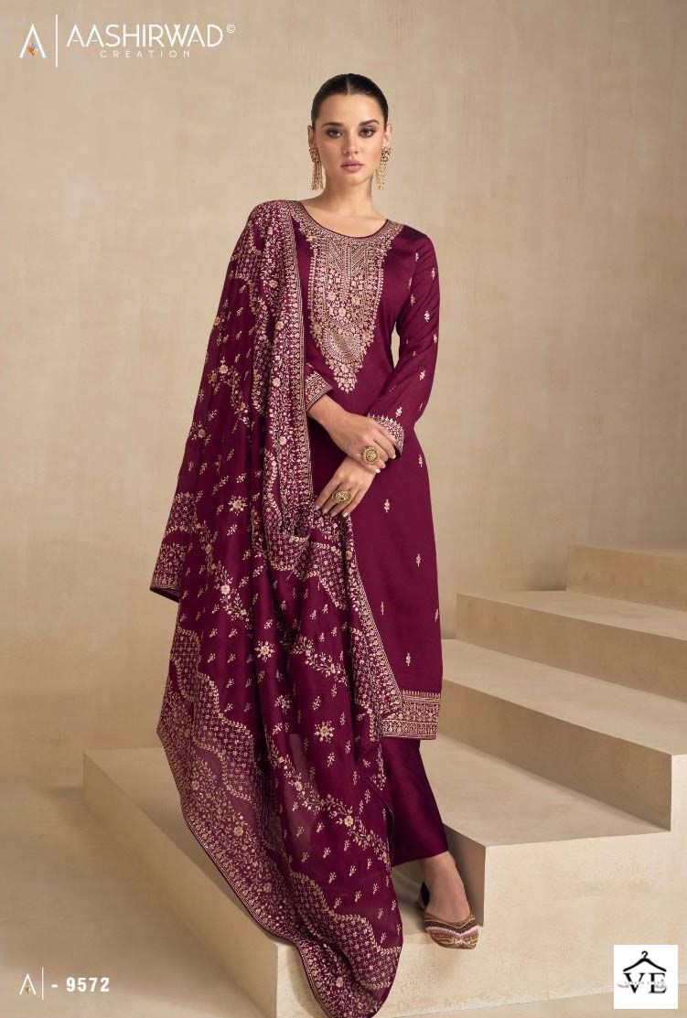 Aashirwad Garima Silk Wholesale Designer Salwar Suit Catalog — Wholesale Salwar Suits, Aashirwad Creation wholesale from Surat - Gallery Image 3