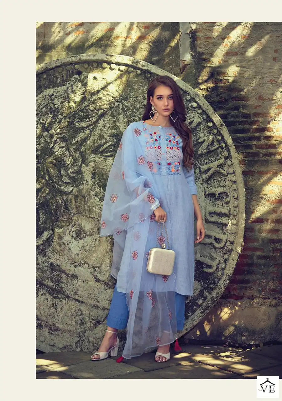 Kailee Fashion Gul-Fam Pure Viscose Cotton Wholesale Readymade Suits Catalog — Wholesale Salwar Suits, MPA wholesale from Surat — view 3