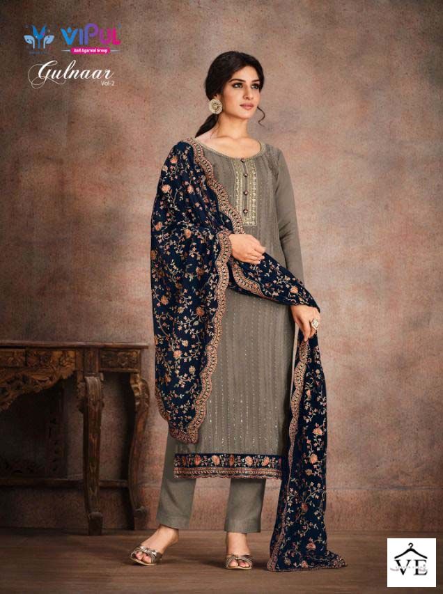 Vipul Gulnaar Vol 2 Chinon Wholesale Designer Salwar Suit Catalog — Wholesale Salwar Suits, MPA wholesale from Surat - Gallery Image 2