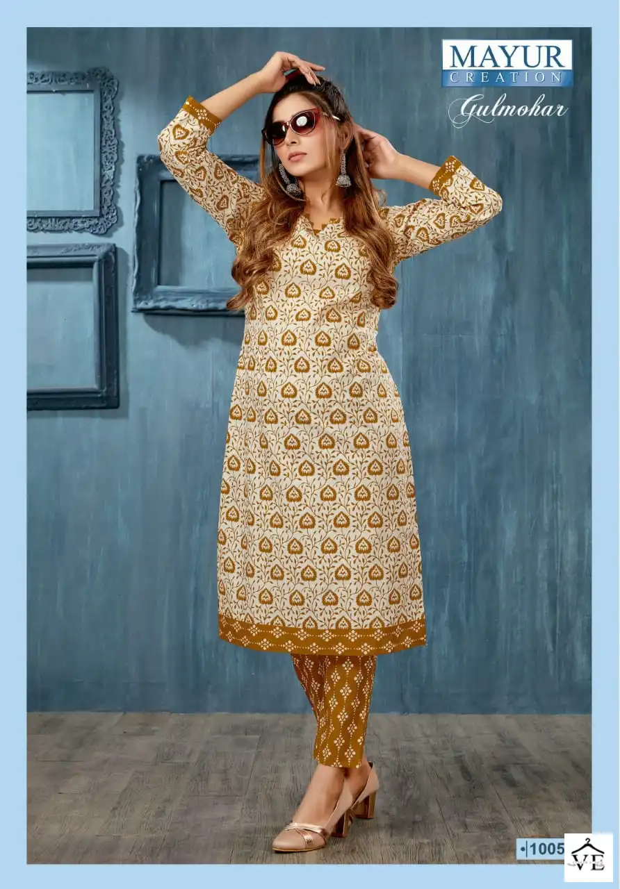 Mayur Gulmohar Vol 1 Pure Cotton Wholesale Kurti With Pant Catalog — Wholesale Kurtis, Mayur Dress wholesale from Surat - Gallery Image 7