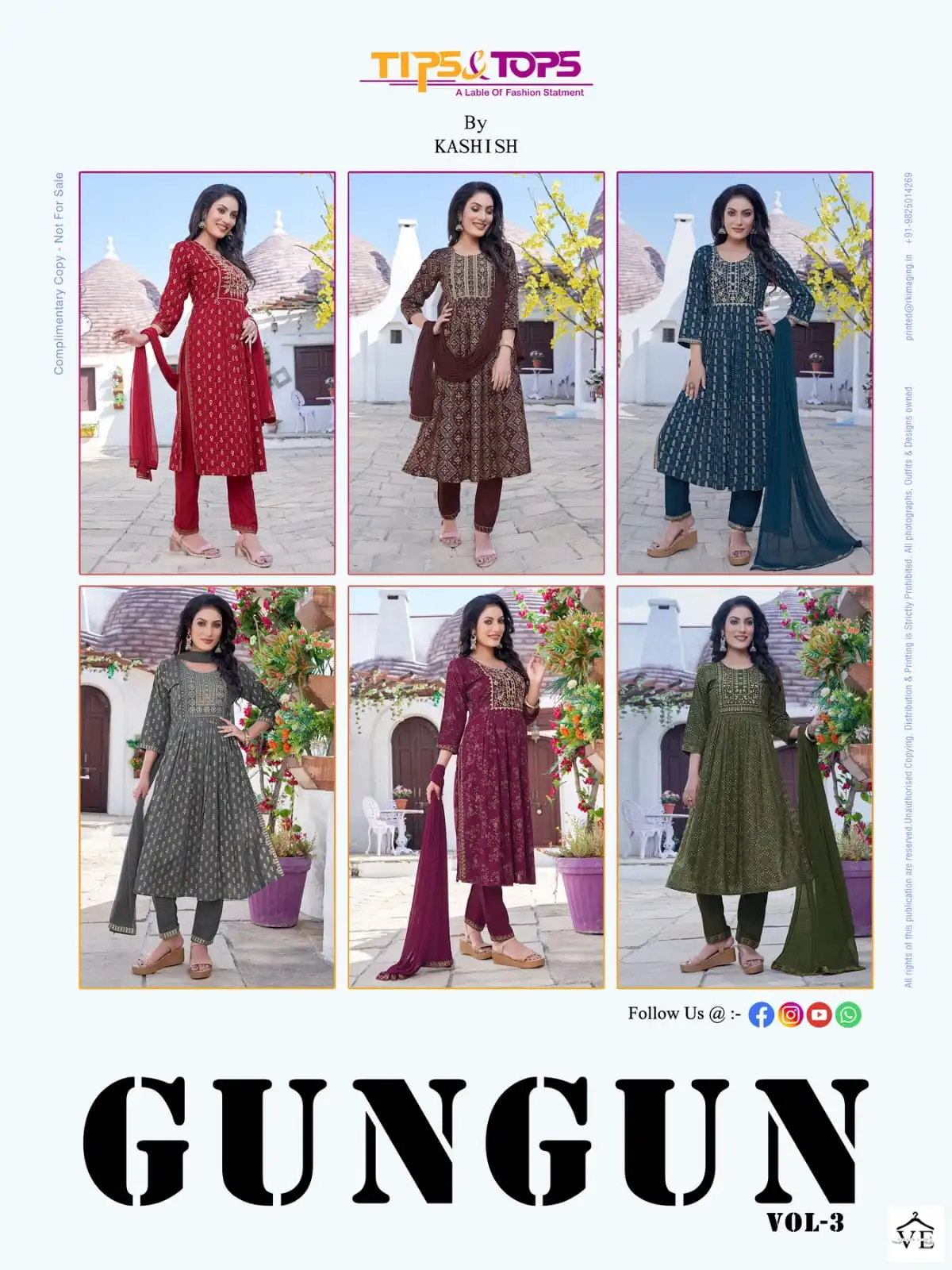 Tips &amp; Tops Gungun Vol 3 Rayon Slub Wholesale Readymade Salwar Suit Catalog — Wholesale Salwar Suits, MPA wholesale from Surat — view 7
