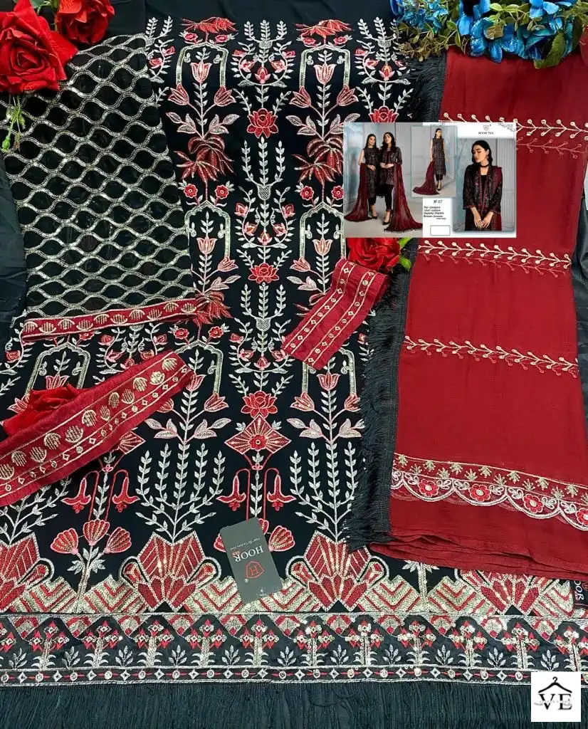 Hoor Tex H-17 Faux Georgette Wholesale Pakistani Suit — Wholesale Salwar Suits, MPA wholesale from Surat - Gallery Image 3