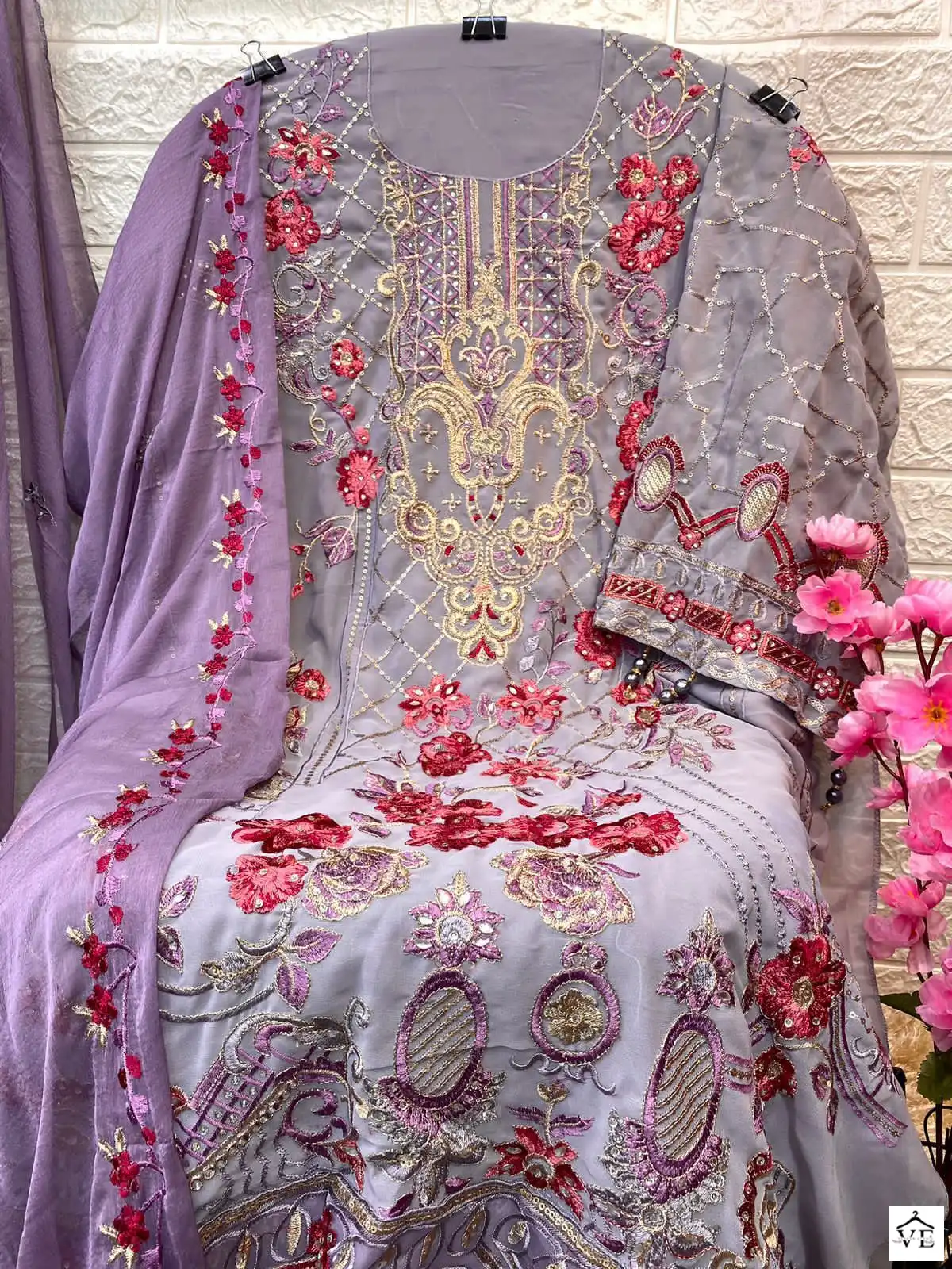 Hoor Tex H-32 Faux Georgette Wholesale Pakistani Suits — Wholesale Salwar Suits, MPA wholesale from Surat - Gallery Image 2