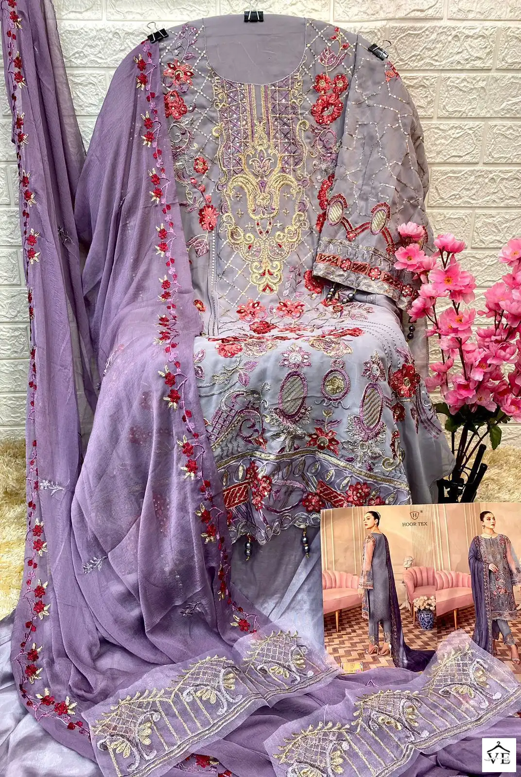 Hoor Tex H-32 Faux Georgette Wholesale Pakistani Suits — Wholesale Salwar Suits, MPA wholesale from Surat - Gallery Image 3